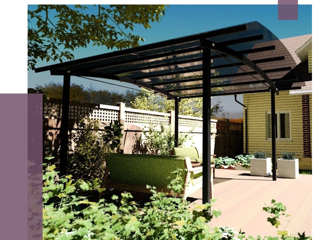 Навесы для террасы в Саянске от 12972 руб. под ключ | ПРОЛЁТ-Сск