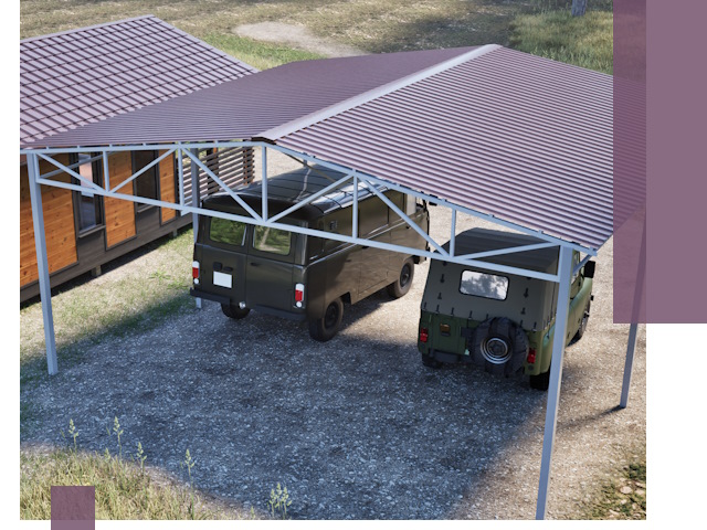 Двускатные навесы под ключ в Саянске — изготовление и монтаж